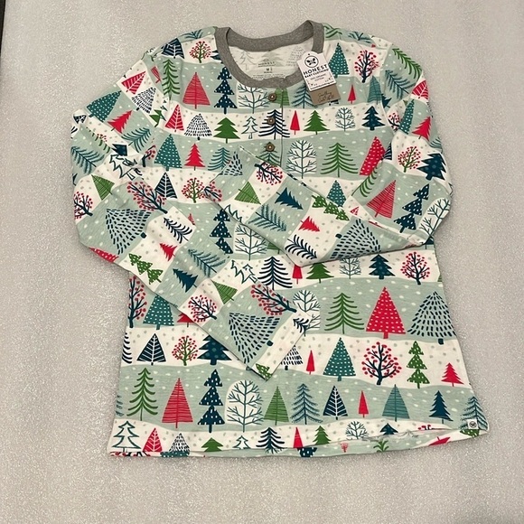 🆕 Honest Baby Clothing 100% Organic Cotton Christmas Tree 2 Piece PJ Set Size M - Picture 4 of 8